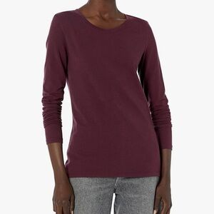 Amazon Essentials Women's Long Sleeve Maroon Top BURGUNDY